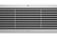 Ball impact resistant ventilation grille made of aluminium, with fixed horizontal blades